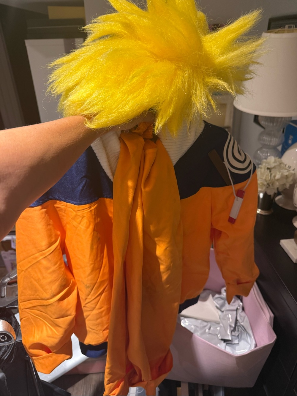 Kids Orange Halloween Costume with Bright Yellow Wig